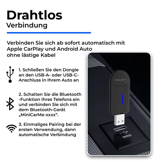 CarMe Mini 2-in-1 Car Dongle Black, Connection Steps
