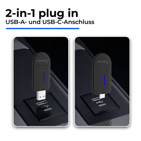 CarMe Mini 2-in-1 Car Dongle Black, USB-A and USB-C