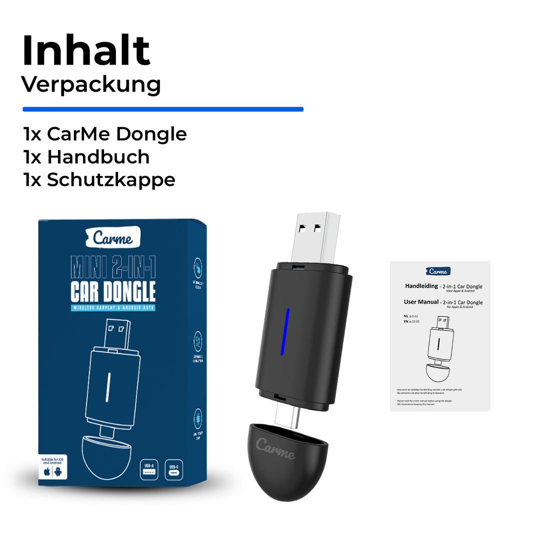 CarMe Mini 2-in-1 Car Dongle Zwart, Package Contains